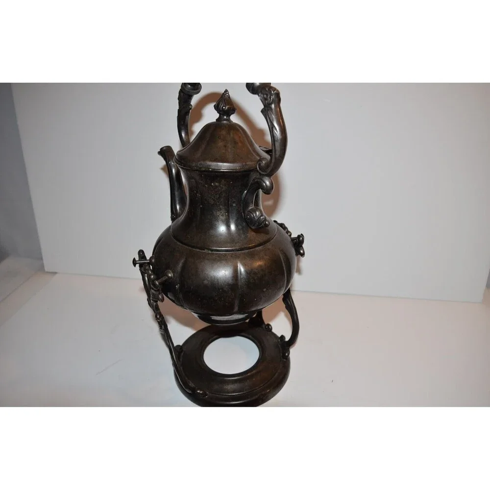 Vtg Sheridan Silver on copper Tilt Tea Pot Coffee Stand No Warmer silverplate